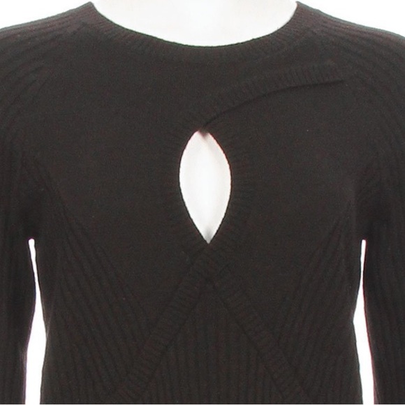 Frame Denim Twisted Keyhole Wool Blend Sweater Black - Picture 3 of 10